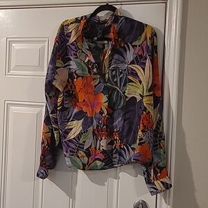Johnny Was Floral Silk Top XL